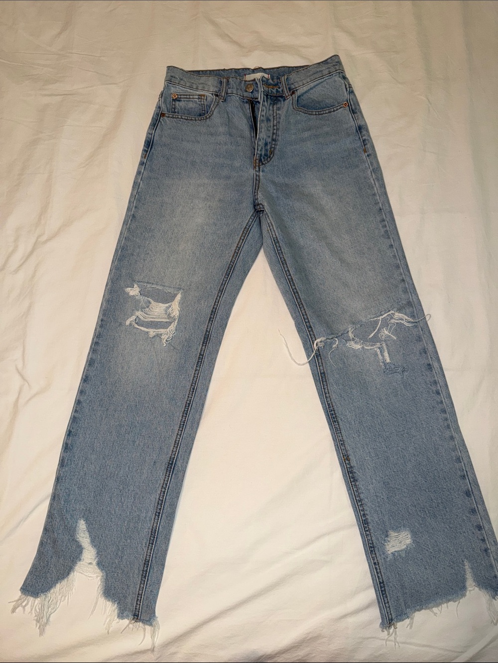 BDG Light Blue Distressed Straight-Leg Jeans